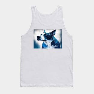 Abstract Splash Painting Of A Dog In Blue And White Colours Tank Top